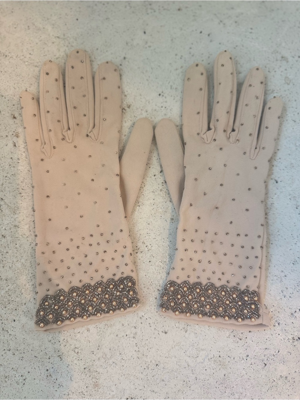 Vintage Embellished Cream Women's Dress Gloves
